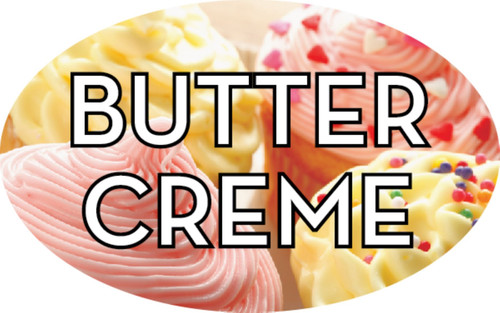 Butter Creme Bakery Flavor Label 1.25X2 IN Oval 4 Color Process 500 Count/Roll 5 Rolls/Sleeve