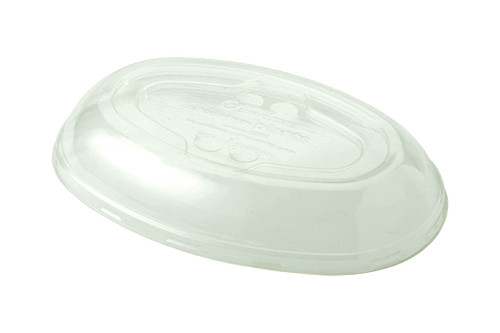Lid Dome 9.7X6.6X1.3 IN 1 Compartment PLA Clear Oval For 32 OZ Burrito Bowl Unhinged 300/Case