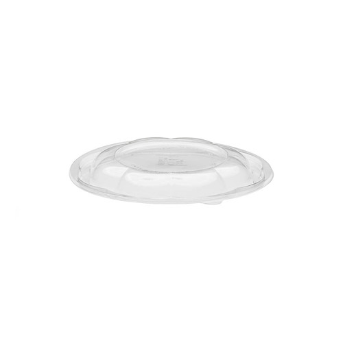 The BOTTLEBOX ® Rose Bowl Lid Dome 6.8X0.75 IN 1 Compartment RPET Clear Round For 24-48 OZ Bowl Closing Tabs 300/Case