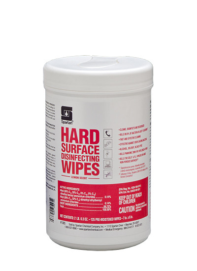Hard Surface Disinfecting Wipes Lemon Scent RTU 125 Count/Pack 6 Packs/Case 750 Count/Case
