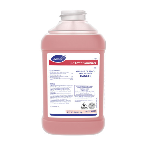 J-512 Sanitizer 2.5 L Multi Surface Kitchen Liquid Concentrate Quat Kosher 2/Case