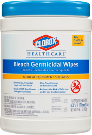 Clorox® Disinfectant 32 FLOZ Wipe Bleach 150/Case
