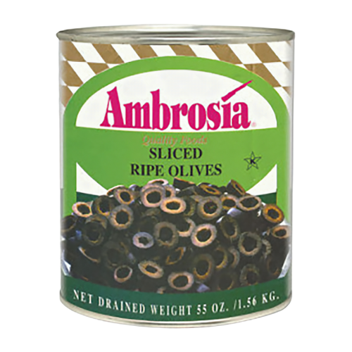 Ambrosia Sliced Black Olives #10 CN 6/Case