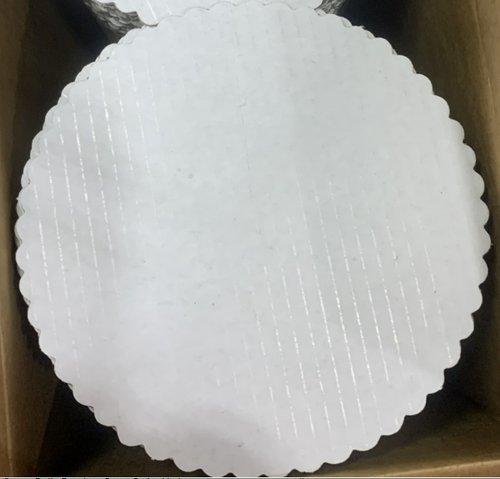 Cake Board 9 IN Corrugated Paperboard White Round Grease Resistant 250/Case