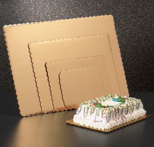 Cake Board 1/8 Size 9.75X7.75 IN Paperboard Gold Rectangle 200/Case