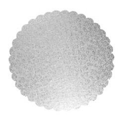 Cake Board 12 IN Silver Circle Scalloped Embossed Thin Wall 100/Case
