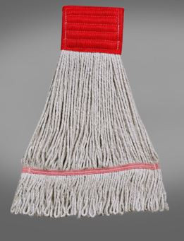 Victoria Bay Mop Head Large (LG) White Red Cotton Synthetic Blend Looped 5 IN Headband 12 Count/Case