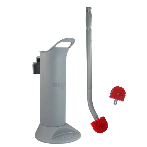 Toilet Bowl Brush & Holder 26 IN Plastic Gray Red Ergonomic 1/Each