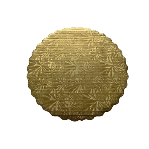 Cake Board 9 IN Corrugated Cardboard Gold Round Scalloped 200/Case