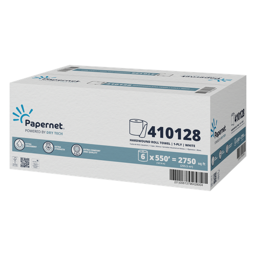 Papernet Dry Tech Roll Paper Towel 10 IN TAD Paper White Hardwound 6 Rolls/Case