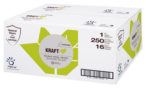 Folded Paper Towel 1PLY Natural Multifold 250 Sheets/Pack 16 Packs/Case 4000 Sheets/Case
