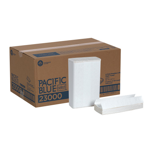 Pacific Blue Select Folded Paper Towel 10.1X12.7 IN 2PLY White 1/2 Fold 120 Sheets/Pack 12 Packs/Case 1440 Sheets/Case