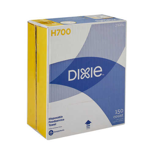 Dixie® H700 Food Service Cleaning Towel 23.5X13 IN 1  PLY HEF White Green Stripe 150/Case