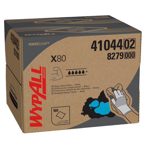 WypAll® X80 Cleaning Towel 11.1X16.8 IN Heavy Duty HydroKnit White Brag Box 160 Count/Pack 1 Packs/Case 160 Count/Case