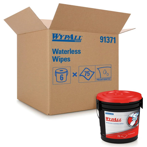WypAll® PowerClean™ Cleaning Wipe 9.5X12 IN Green White Orange Citrus Bucket Pre-Saturated 75 Count/Pack 6 Packs/Case