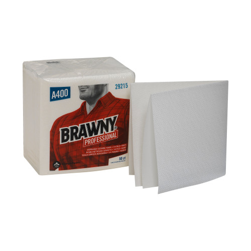 Brawny® Professional Cleaning Towel 13X13 IN 1 PLY Airlaid Paper White 1/4 Fold 50 Sheets/Pack 16 Packs/Case 800 Sheets/Case