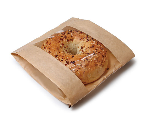 Bagcraft® EcoCraft® Bag 6.5X2X8.5 IN Wax Coated Paper Kraft Grease Resistant Window 500/Case