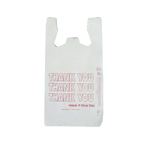 Bag 1/6 HDPE 12MIC White Thank You T-Sack 1000/Case