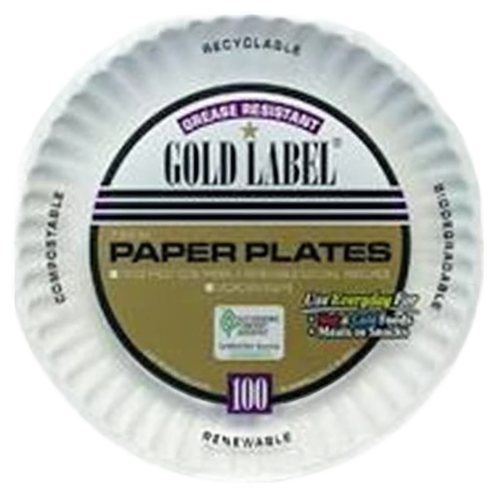 Gold Label Plate 7 IN Coated Paper White Round 1000/Case