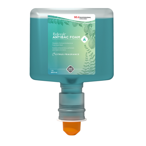 Refresh Hand Soap Foam 1.2 L Citrus Scent Green Antimicrobial 3/Case