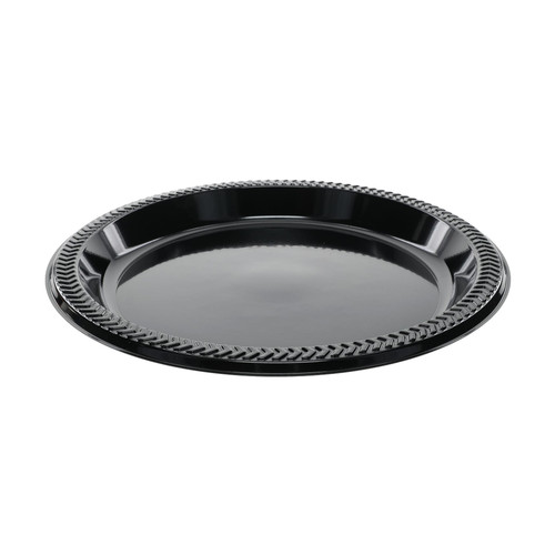 Plate 8.9X0.9 IN HIPS OPS Black Round 400/Case