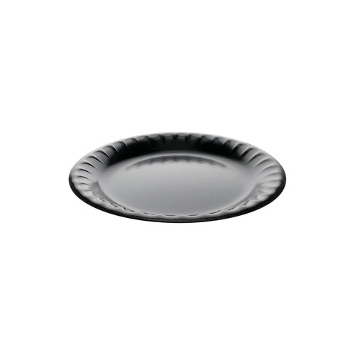 Placesetter® Plate 8.9X0.8 IN Polystyrene Foam Black Round Laminated 500/Case