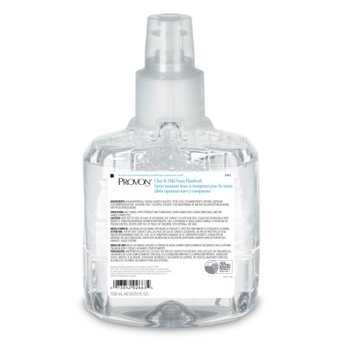 PROVON® Clear & Mild Handwash Foam 1200 mL 5.11X3.69X8.95 IN Fragrance Free Clear Dye Free For LTX-12 2/Case