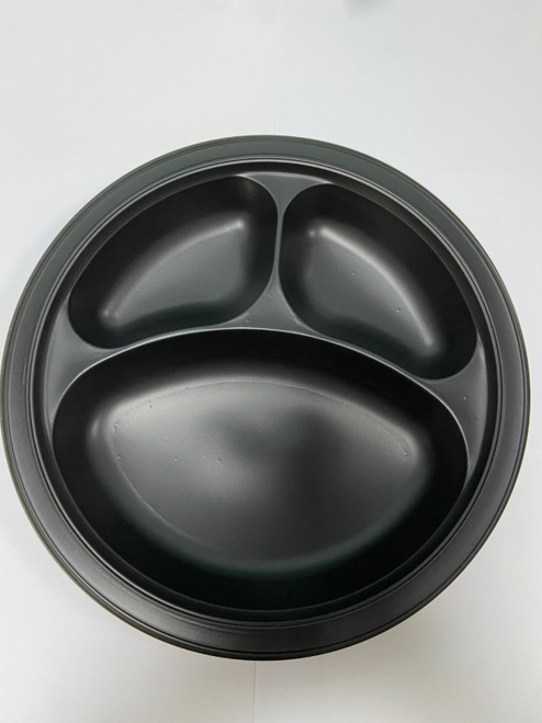 Victoria Bay Plate 9 IN 3 Compartment MFPP Black 50 Count/Pack 8 Packs/Case 400 Count/Case