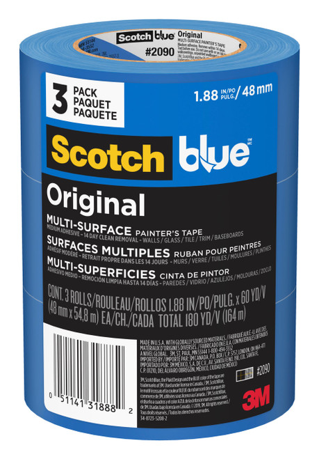 ScotchBlue™ 2090-48EP3 Original Painter's Tape Painter's Tape 48MM X55M Blue Crepe Paper Acrylic PE 12 Rolls/Case