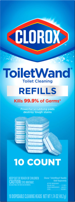 Clorox® ToiletWand Toilet Bowl Cleaner Antibacterial Wand Refill Heads 10 Count/Pack 6 Packs/Case 60 Count/Case
