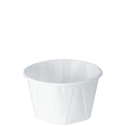 Solo® Souffle & Portion Cup 3.25 OZ Treated Paper White Freezer Safe 250 Count/Pack 20 Packs/Case 5000 Count/Case