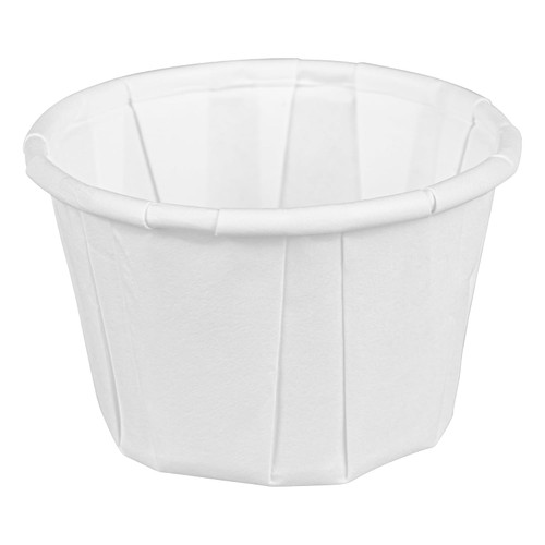 Victoria Bay Souffle & Portion Cup 1.25 OZ Paper White Pleated 250 Count/Pack 20 Packs/Case 5000 Count/Case