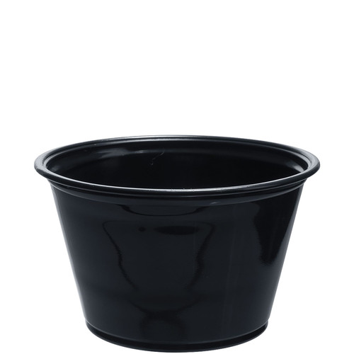 Dart® Conex Complements® Souffle & Portion Cup 4 OZ PP Black Round 125 Count/Pack 20 Packs/Case 2500 Count/Case