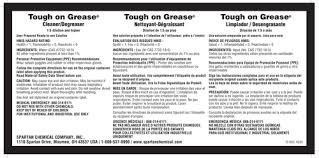 Tough on Grease Product Label Paper 1/Each