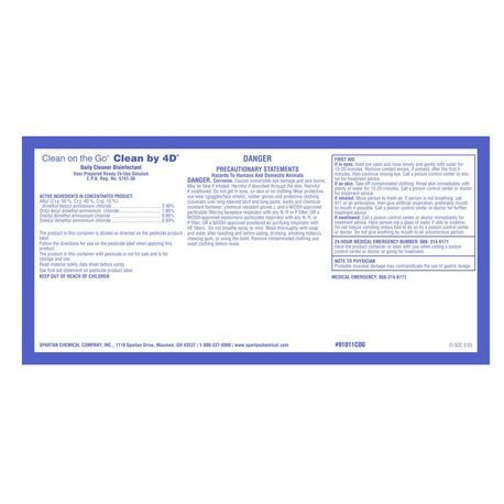 Clean on the Go® Clean by 4D® Daily Cleaner Disinfectant Secondary Product Label Paper 1/Each