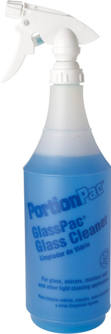 PortionPac GlassPac® GlassPac Glass Cleaner Spray Bottle & Trigger Sprayer 32 FLOZ Plastic Clear White Blue 1/Each