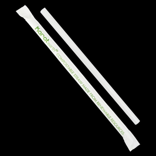 Karat Earth Giant Straw 7.75 IN PLA Clear Wrapped 2000/Case