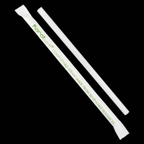 Karat Earth Giant Straw 7.75 IN PLA Clear Wrapped 2000/Case