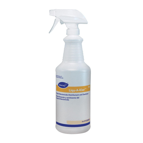 Liqu-A-Klor Liquid-Bactericide Disinfectant and Sanitizer Spray Bottle & Trigger Sprayer 32 FLOZ 12/Case