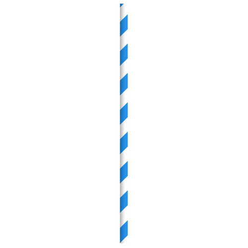 Jumbo Straw 0.2X7.75 IN Paper Blue White Stripe Paper Wrapped 500 Count/Pack 6 Packs/Case 3000 Count/Case