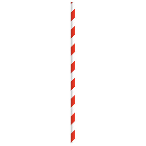 Straw 0.2X7.75 IN Paper Red White Unwrapped 500 Count/Pack 6 Packs/Case 3000 Count/Case
