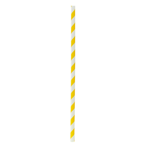Straw 0.2X7.75 IN Paper Yellow Stripe Unwrapped 500 Count/Pack 6 Packs/Case 3000 Count/Case