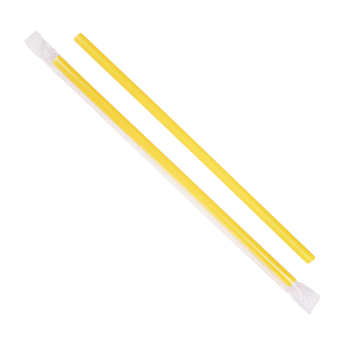 Giant Straw 0.314X9 IN Plastic Yellow Paper Wrapped 2500/Case