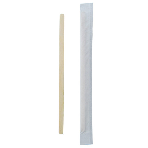Coffee Coffee Stirrer 5.5X0.2X0.04 IN Wood Natural Wrapped 1000 Count/Pack 10 Packs/Case 10000 Count/Case