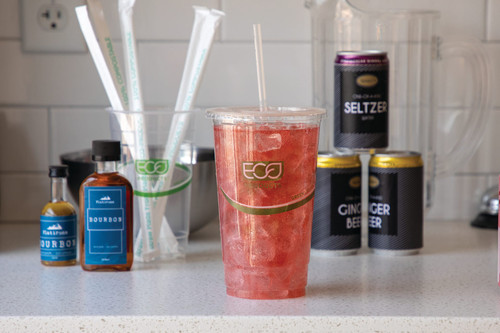 Giant Straw 0.31X9.5 IN PLA Clear Paper Wrapped 4800/Case