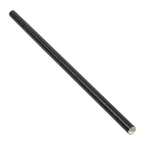 PrimeWare® Jumbo Straw 5.75 IN Paper Black Unwrapped 500 Count/Pack 8 Packs/Case 4000 Count/Case