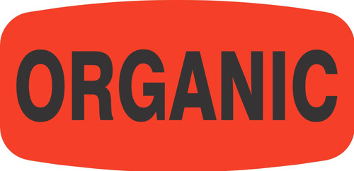 Organic Label Black Fluorescent Red Short Oval 1000 Count/Roll 50 Rolls/Case 50000 Count/Case