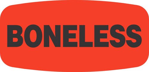 Boneless Label Black Fluorescent Red Short Oval Dayglo 1000 Count/Roll 50 Rolls/Case 50000 Count/Case