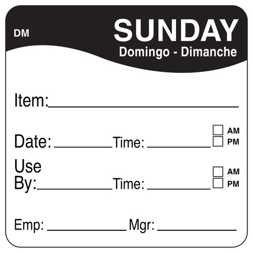 DissolveMark® Sunday Label 2X2 IN 250/Roll