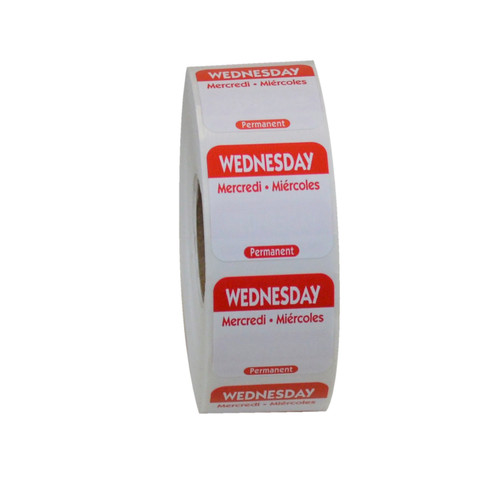 Wednesday Prep Item Date Use Trilingual Label 1X1 IN Red Square Permanent 1/Roll